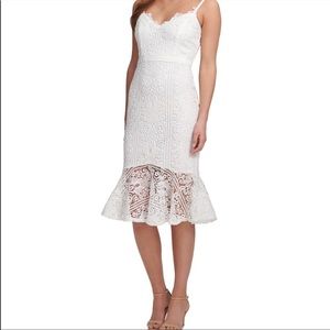 Guess flounce lace hem dress white SZ 16